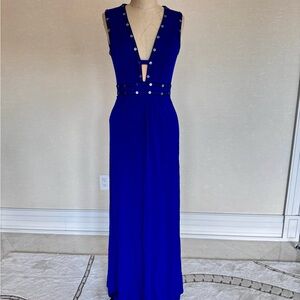 BCBGMaxAzria Royal Blue Maxi Dress with Silver Accents
